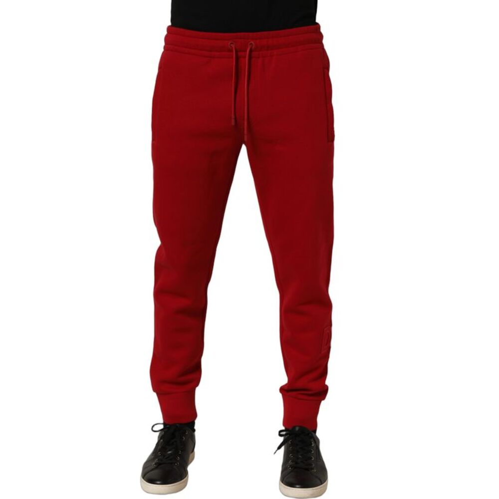 Dolce & Gabbana Red Cotton Drawstring Jogger Men Trouser Men's Pants